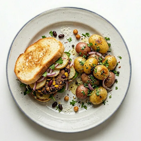 Cuban Roasted Mojo potato With  and mixed bean Pattie Sandwich